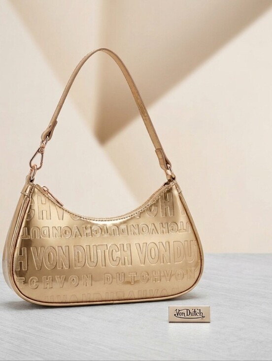 Von Dutch Accessories - Von Dutch Metallic Gold Logo Shoulder Bag